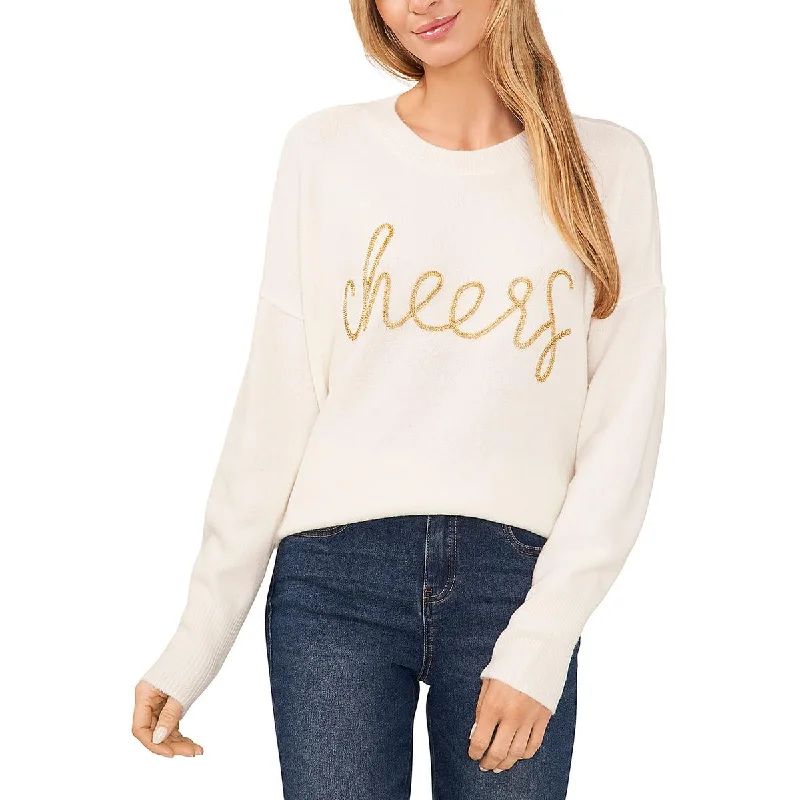 CeCe Womens Beaded Ribbed Trim Pullover Sweater Discounted sweaters