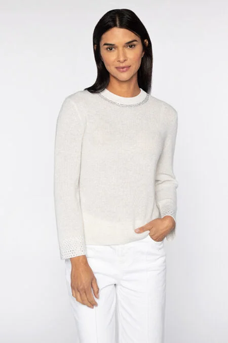 Kinross Cashmere Crystal Rib Crew Cropped sweaters