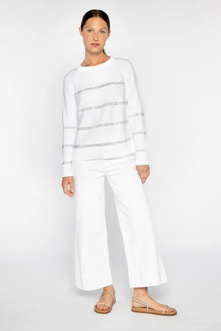 Kinross Cashmere Crystal Stripe Crew Lightweight sweaters for spring