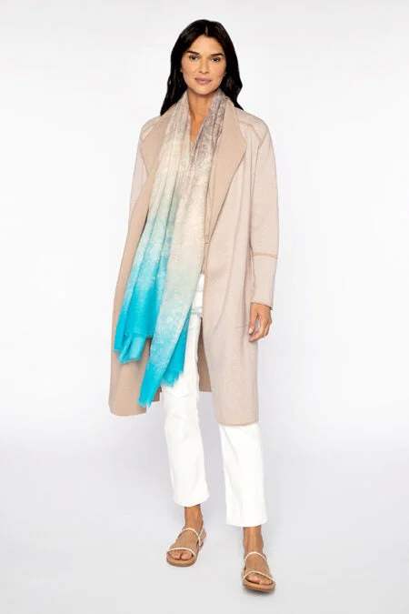 Kinross Cashmere Ombre Reef Print Scarf - Pacific Anti-pilling sweaters