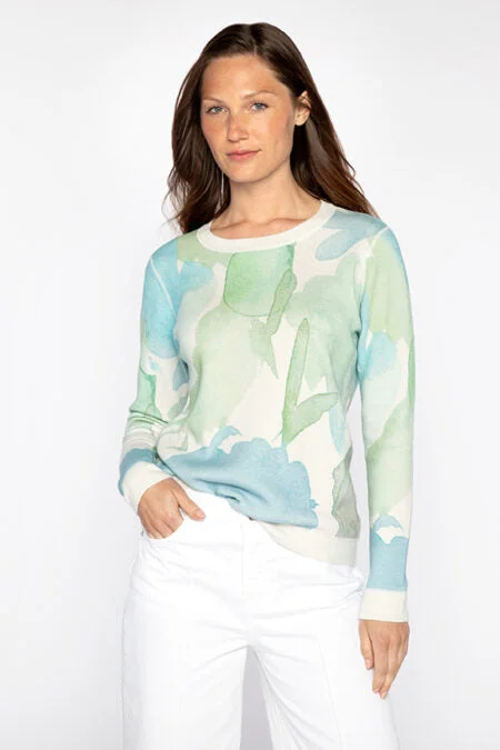 Kinross Cashmere Reversible Print Crew Best sweaters for hiking