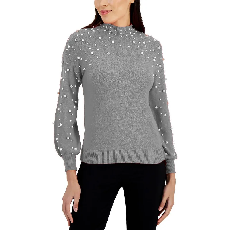 Studio by JPR Womens Pearl Embellished Pullover Mock Turtleneck Sweater Best sweaters for formal occasions