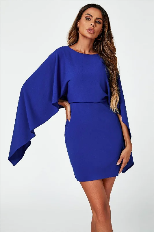 FS Collection Back Detail Mini Dress With Cape In Blue Versatile mini dresses for all occasions