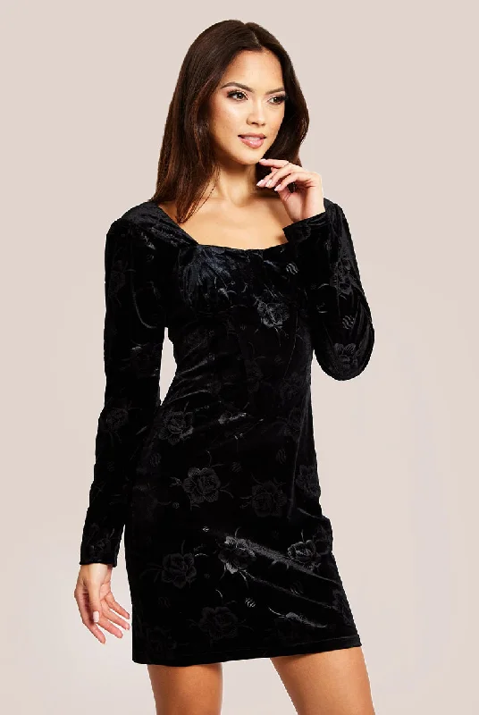 Liquorish Corset Detail Mini Black Velvet Dress Lace mini dresses