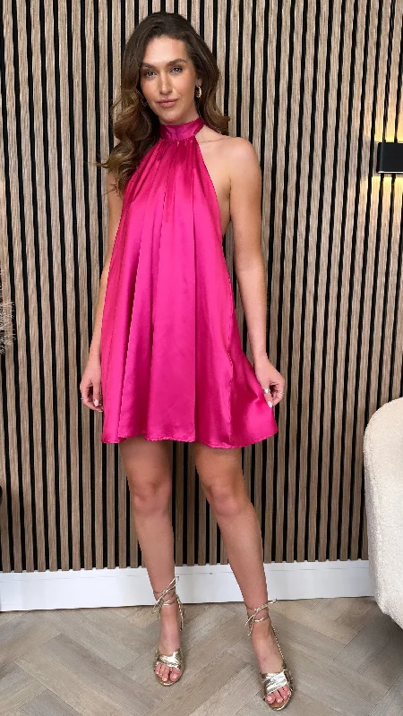 Tori Fuchsia Halterneck Mini Dress Glamorous mini dresses