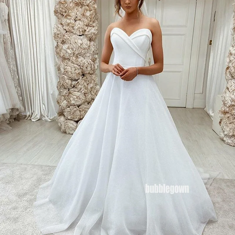 Elegant White Sweetheart Long Dreaming Wedding Dresses, BGH082 Luxury Wedding Dress