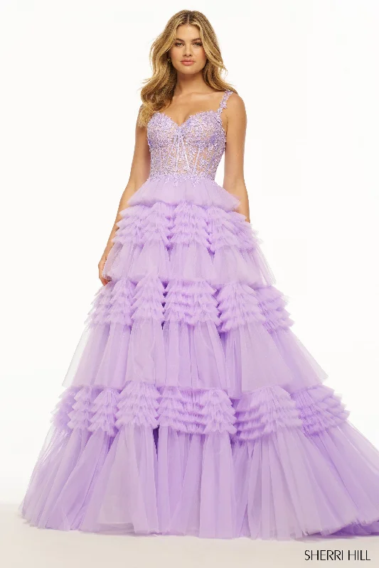 Sherri Hill 56019 Sweetheart Neckline Ball Gowns Tulle Evening Gown Lace A-line Dress