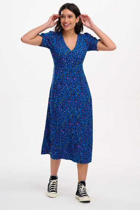 Robyn Midi Tea Dress - Light Navy, Rainbow Leopard Budget-friendly midi dresses