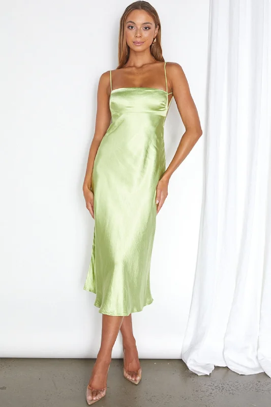 Dolce Life Low Back Midi Dress Lime A-line midi dresses