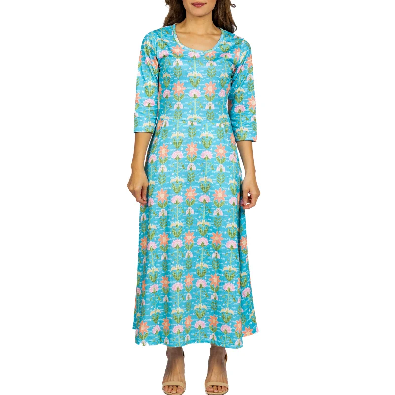 Parts of a Flower 3/4th Sleeves Midi Dress (With Waist Seam) Holiday midi dresses