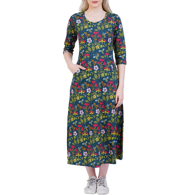 Pollinator 3/4th Sleeves Midi Dress (With Waist Seam) Forever 21 midi dresses