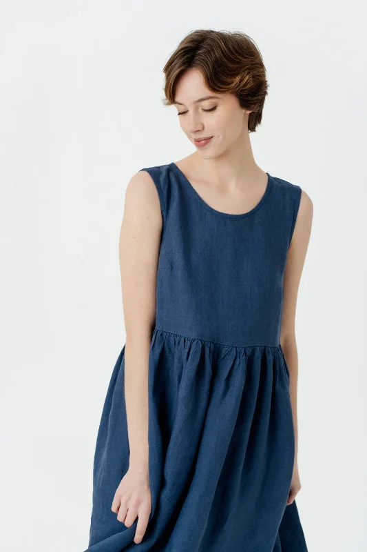 Smock Dress, Sleeveless Stretchy midi dresses