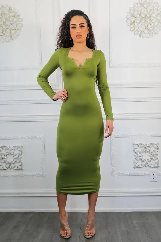 Split Accordingly Long Sleeves Midi Dress Party midi dresses