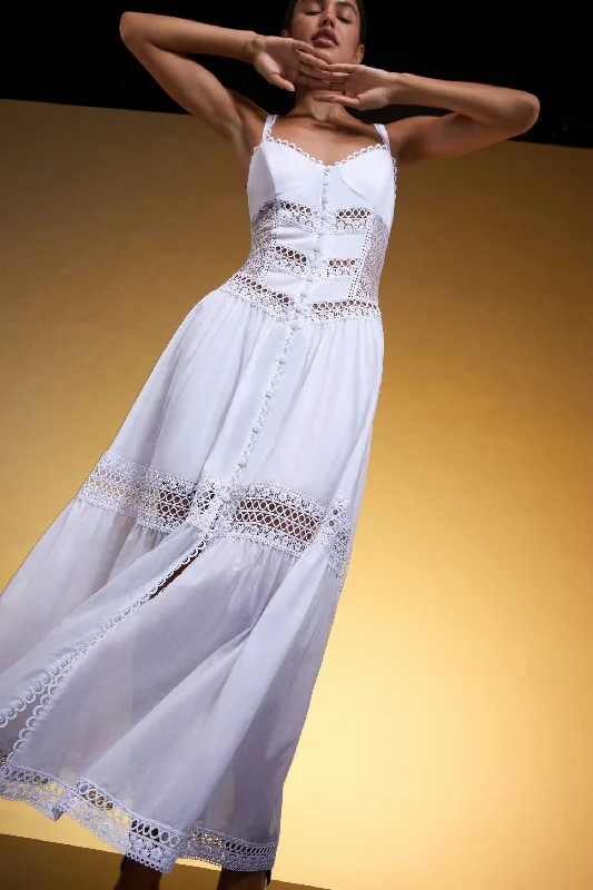 CHARO RUIZ IBIZA TIANA LONG DRESS IN WHITE Silk maxi dresses