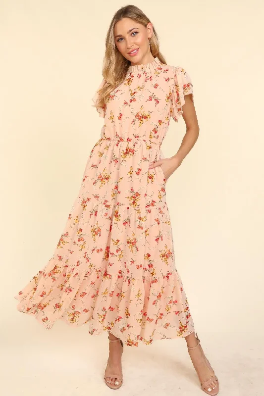 Floral Chiffon Maxi Fully Lined Dress (1-3-2) Women's maxi dresses