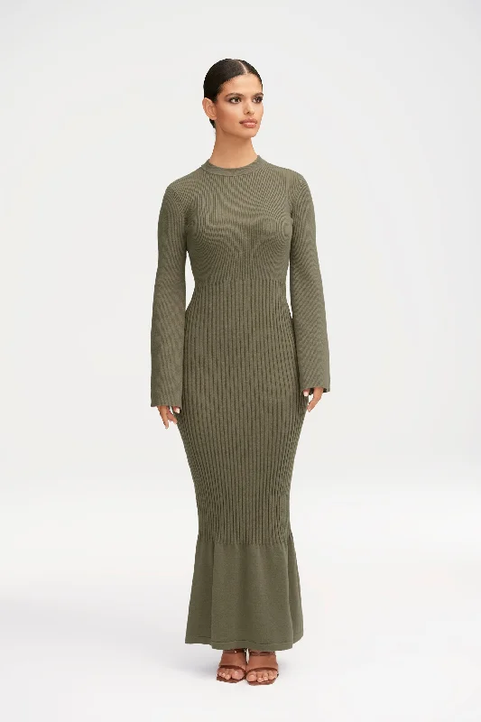 Kourtney Ribbed Knit Maxi Dress - Sage Summer party maxi dresses