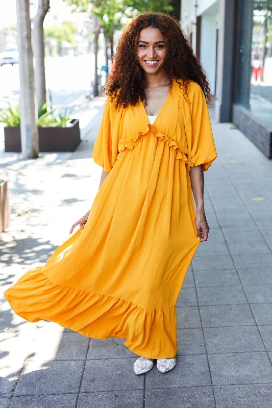 Marigold Flutter Embellished Maxi Dress Best maxi dresses for tall women