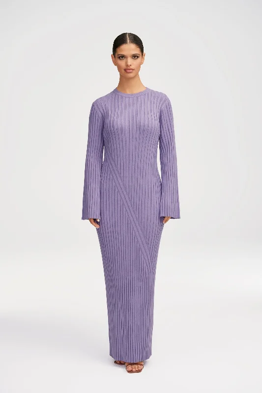 Melanie Ribbed Knit Maxi Dress - Lavender Corset maxi dresses