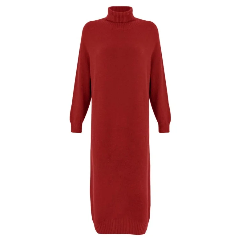 Paige Polo Neck Long Dress in Berry Red Affordable maxi dresses