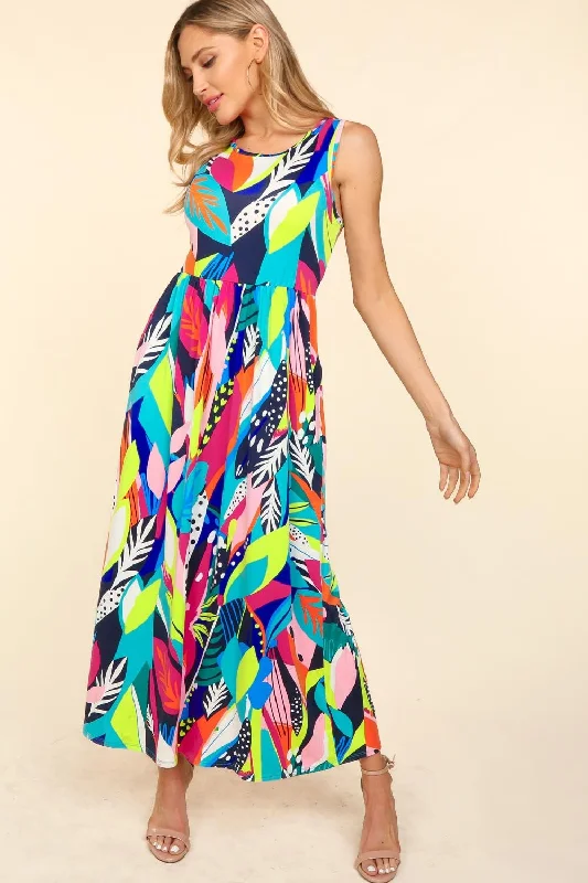 Plus Babydoll Maxi Tropical Floral Knit Dress (2-2-1) Party maxi dresses