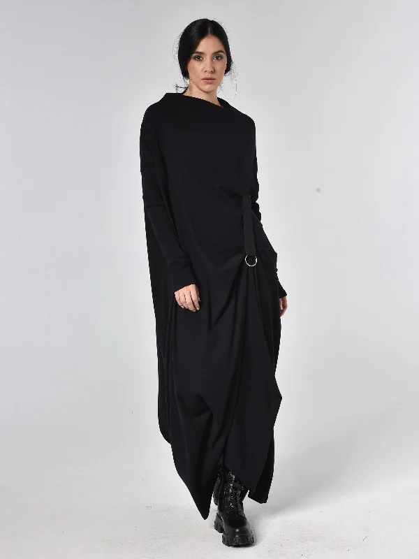 Long Sleeve Maxi Dress With Avant Garde Accent Vintage maxi dresses