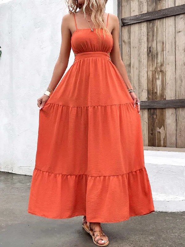 Spaghetti Strap Cutout Tie Back Maxi Dress Cocktail maxi dresses