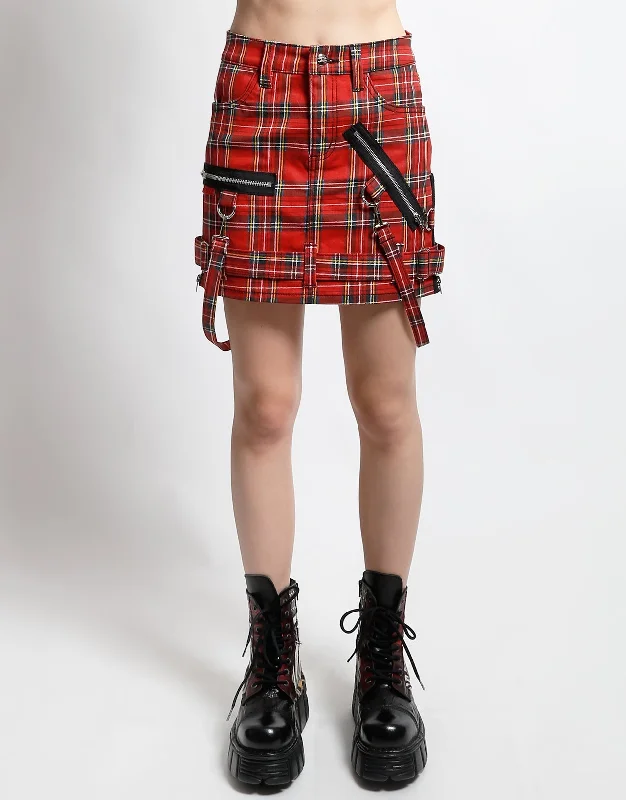 BONDAGE SKIRT RED PLAID Lightweight unclassified skirts