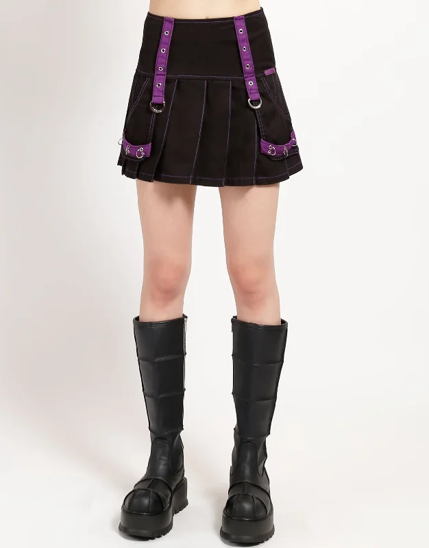 MUTLI EYELET PLEATED SKIRT PURPLE Vacation unclassified skirts