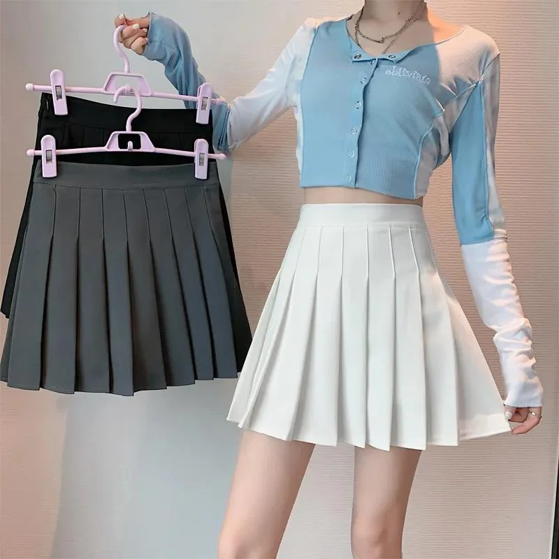 Autumn Winter Gray Pleated Skirt Women's Short Skirt Black High Waist Thin A Word Bag Hip Skirt Stylish Mini Skirt