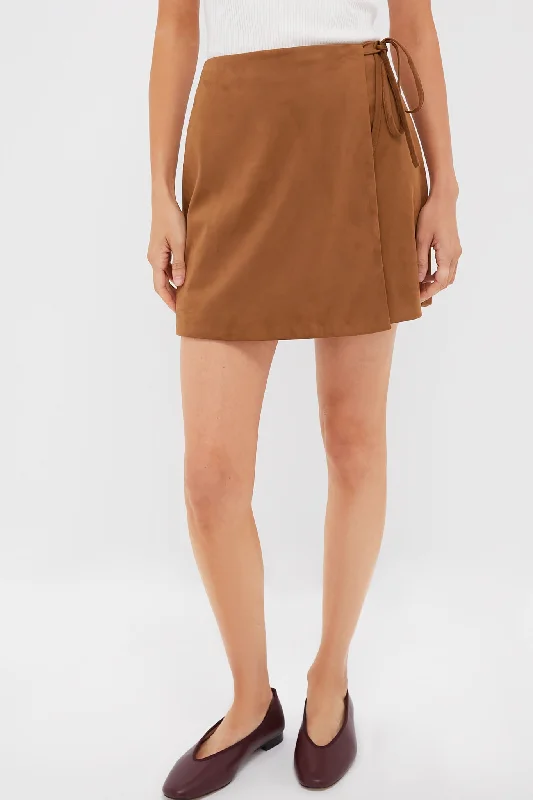 Brown Suede Marbella Mini Tie Skirt Mini Skirt Classic