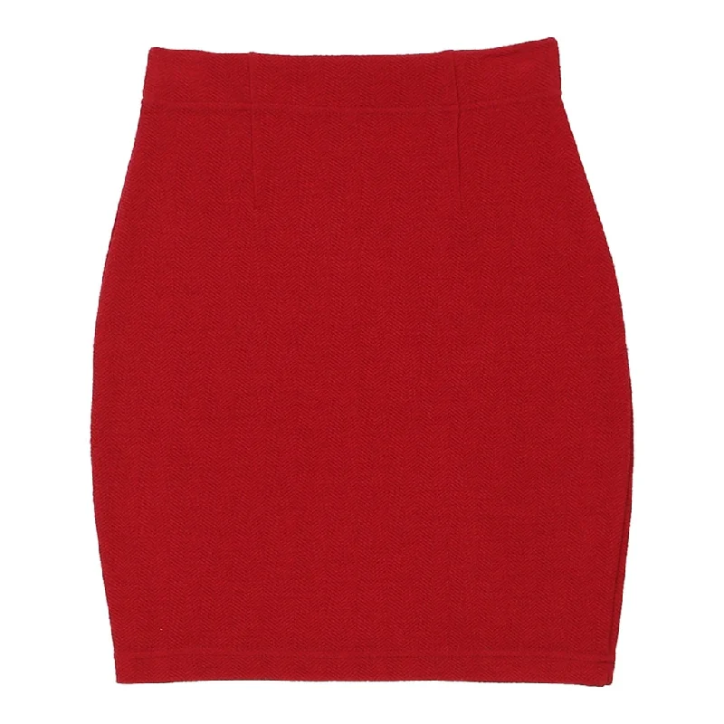 Caponi Mini Mini Skirt - 24W UK 4 Red Cotton Sexy Mini Skirt