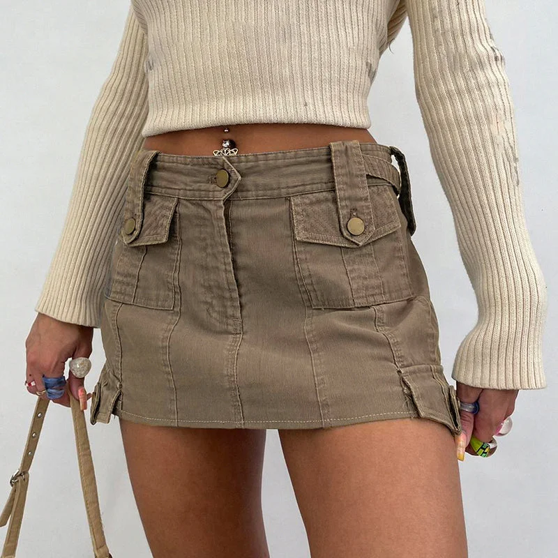 Cargo Khaki Mini Skirt Classic Denim Mini