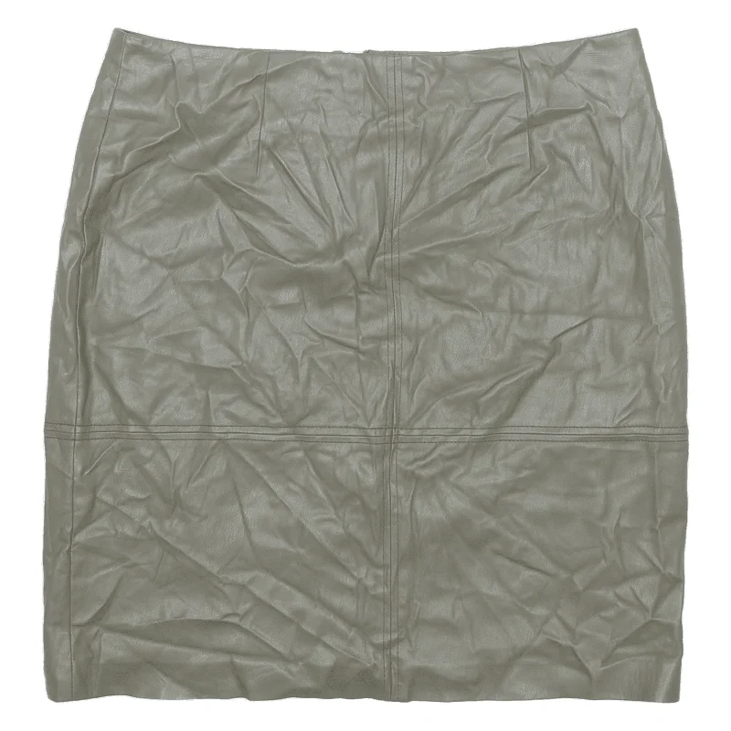 COMMA' Faux Leather Womens Straight Skirt Green Short UK 10 Basic Mini Skirt