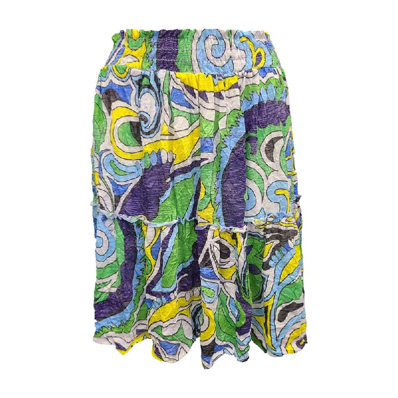 David Cline Camila Tiered Short Skirt - Paisley Ruffled Mini Skirt