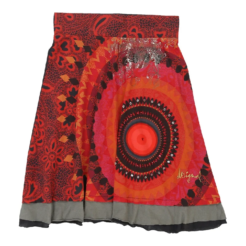 Desigual Mini Skirt - 26W UK 6 Red Cotton Bold Mini Skirt