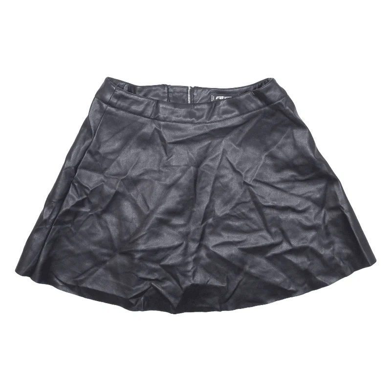 FB SISTER Faux Leather Womens Skater Skirt Black Short S Camo Mini Skirt