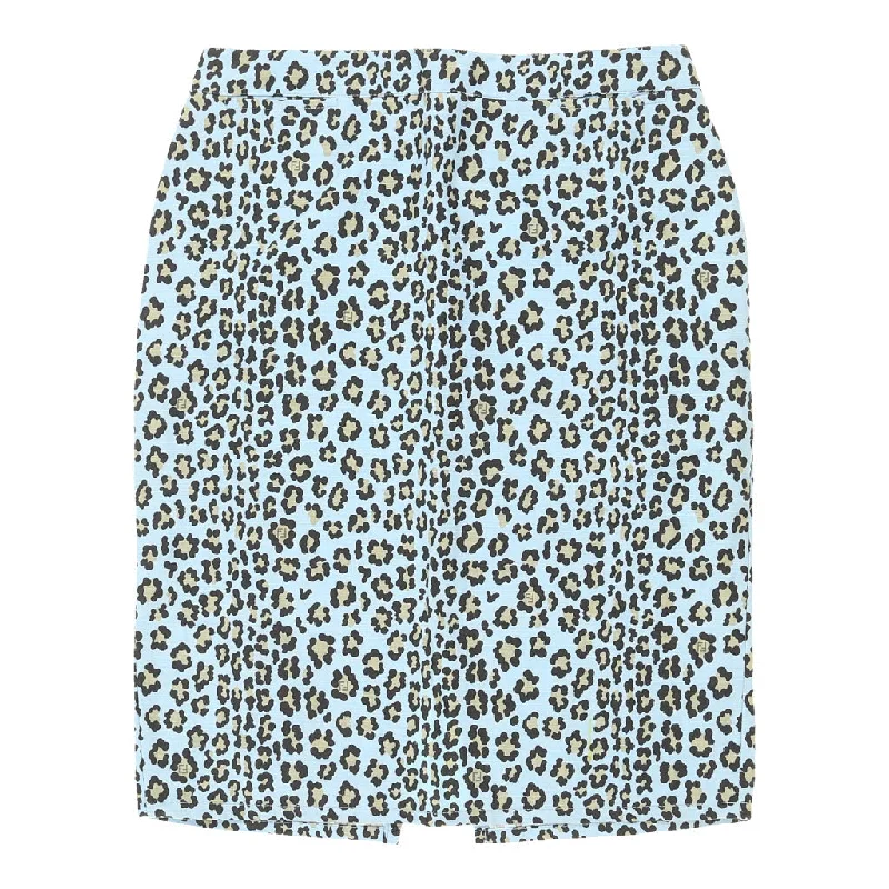 Fendi Animal print Mini Skirt - 33W UK 14 Blue Linen Skirt with Buttons