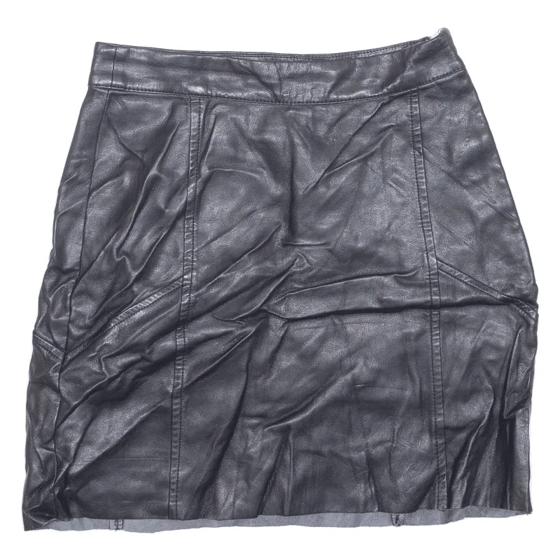 H&M Faux Leather Womens Straight Skirt Black Short UK 6 Mini Skirt Set