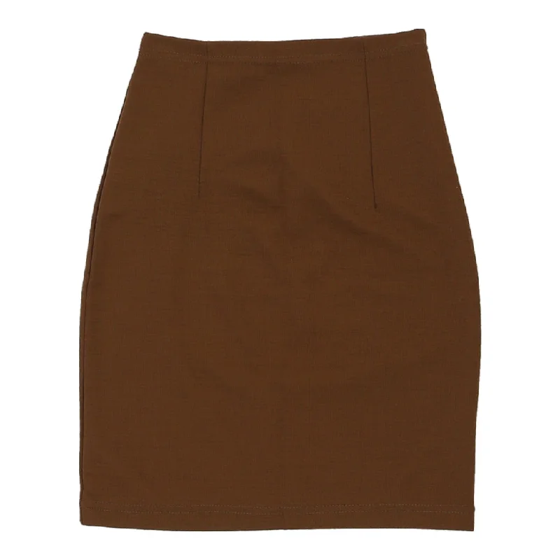 Line Exclusive Mini Mini Skirt - 22W UK 2 Brown Wool Blend Summer Skater Skirt