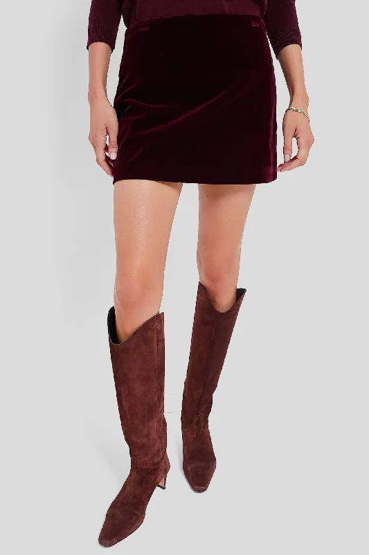 Oxblood Velvet Opal Mini Skirt Plaid Mini Skirt