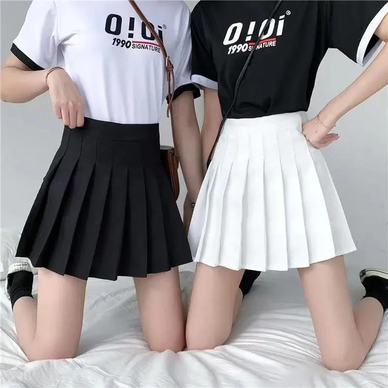 Pleated School Mini Skirt, Pleated Tennis Skirt, Japan Korean Fashion Kawaii Retro Vintage Skirt Front Pocket Mini Skirt