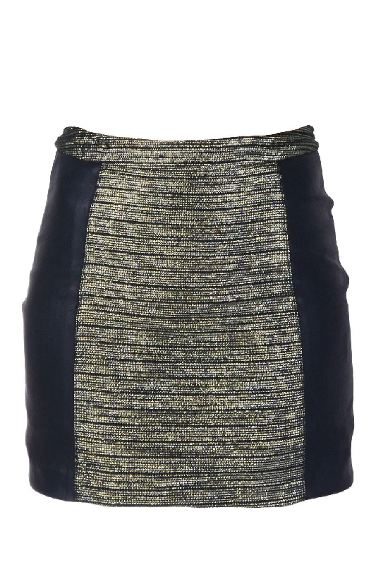 ALIA Black Gold Metallic Mini Skirt Summer Denim Mini