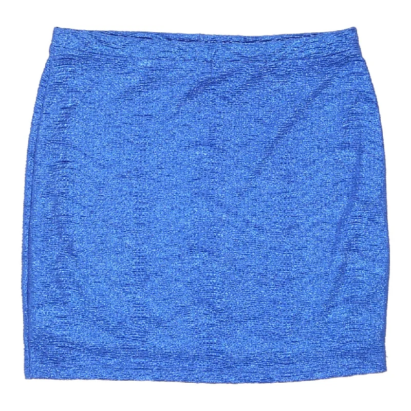 Unbranded Mini Skirt - 28W UK 8 Blue Polyester White Mini Skirt