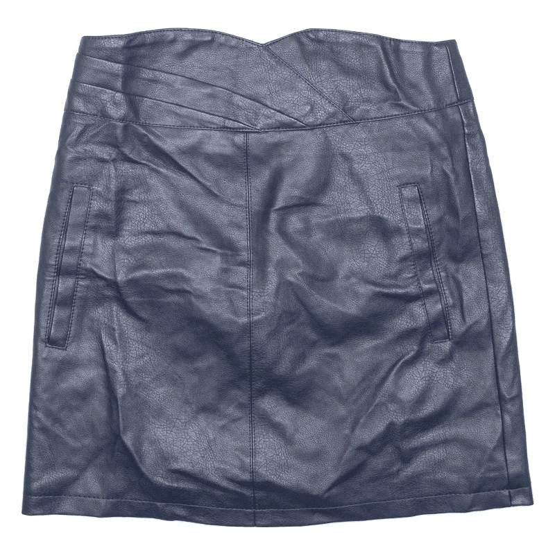 VERA MODA Faux Leather Womens Straight Skirt Blue Short S Stretch Mini Skirt