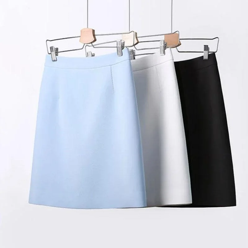 Woman Skirts Girls Summer Breathable A-line Skirt Slim Casual Mini Skirts Office Ladies Solid Color High Waist Skirt Floral Print Skirt