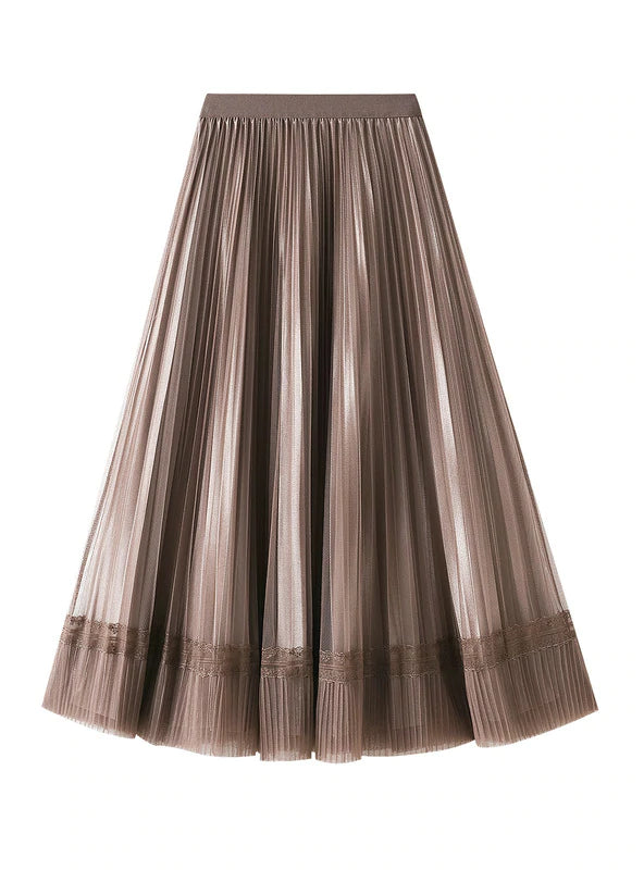 BOTH SIDES WEAR LONG PLEATED SKIRTS Cotton Maxi Skirt