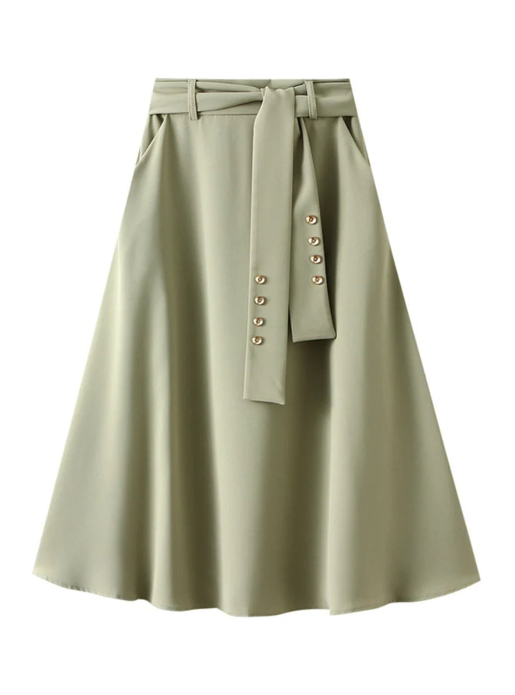 HIGH WAIST MEDIUM TO LONG SLIM SKIRT Skirt with Slits