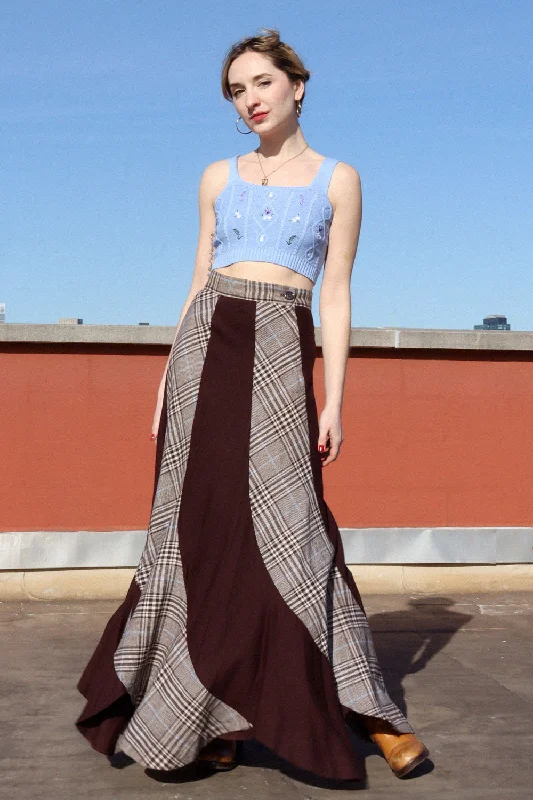 Artbro Plaid Paneled Maxi Skirt XS/S Wrap Maxi Skirt