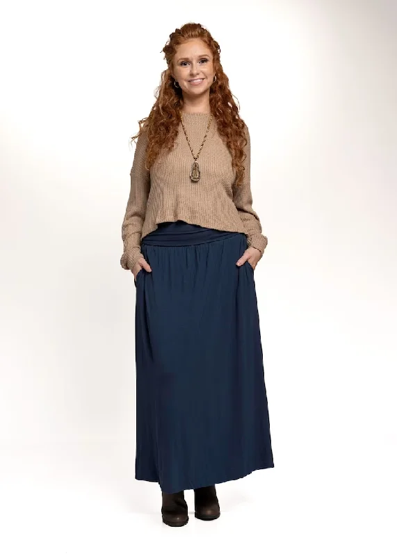 Bamboo Fabric Maxi Skirt With Pockets Formal Maxi Skirt