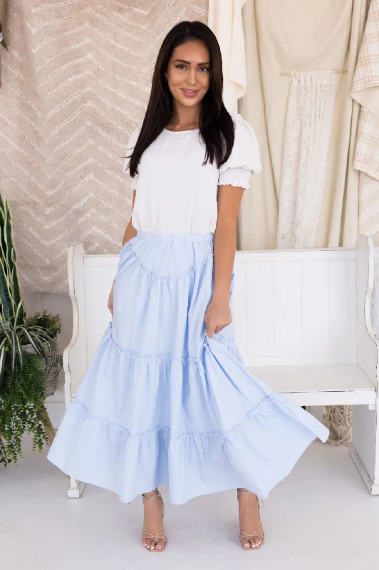 Periwinkle Cotton Maxi Skirt Comfortable Maxi Look